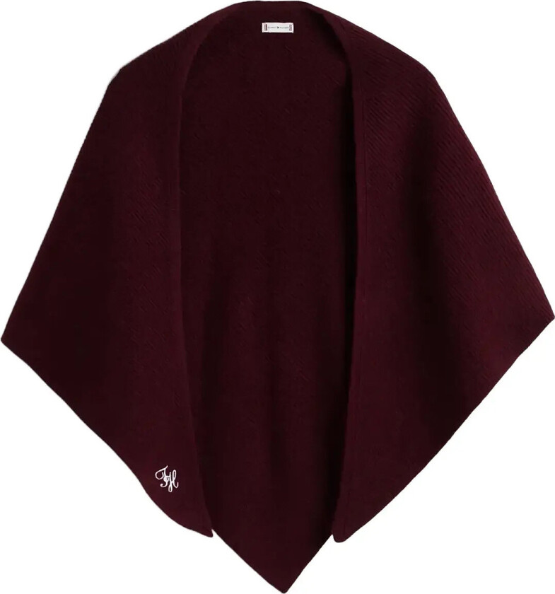 Tommy Script Cash Triangle Scarf - Burgundy - ONE SIZE