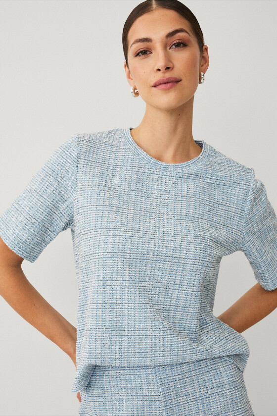 Topp med bouclé-struktur - Blå