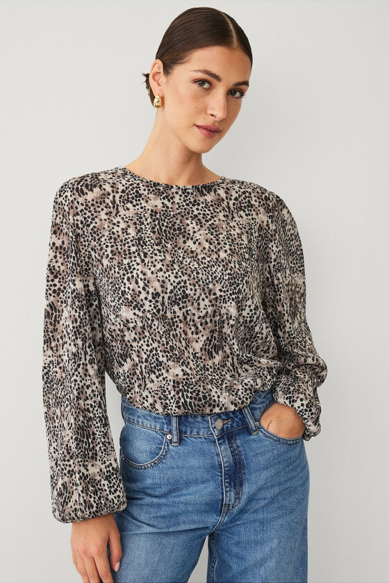 Topp med pufferme - Brun