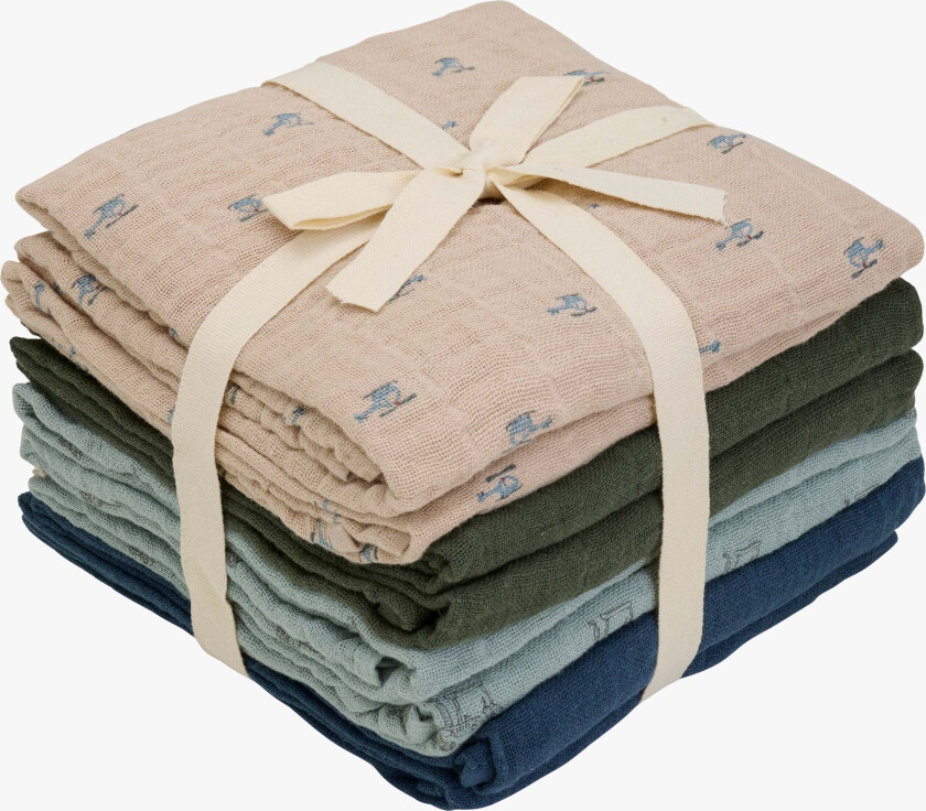 Bilde av Musselinteppe 8-Pakk, Blue Mirage - Gulpekluter & Babytepper - 100% Bomull