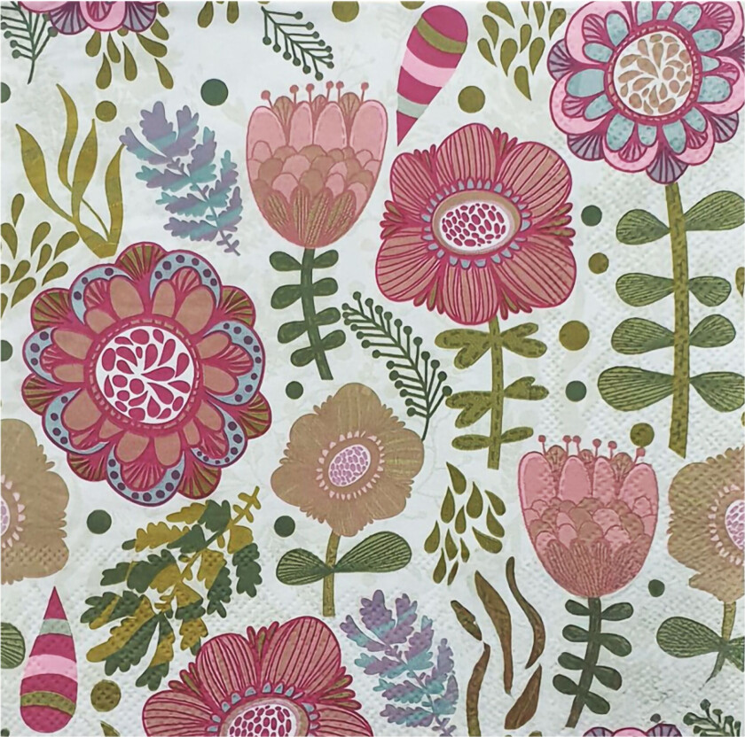 Servietter Blomsterprakt Rosa - 20-pakning