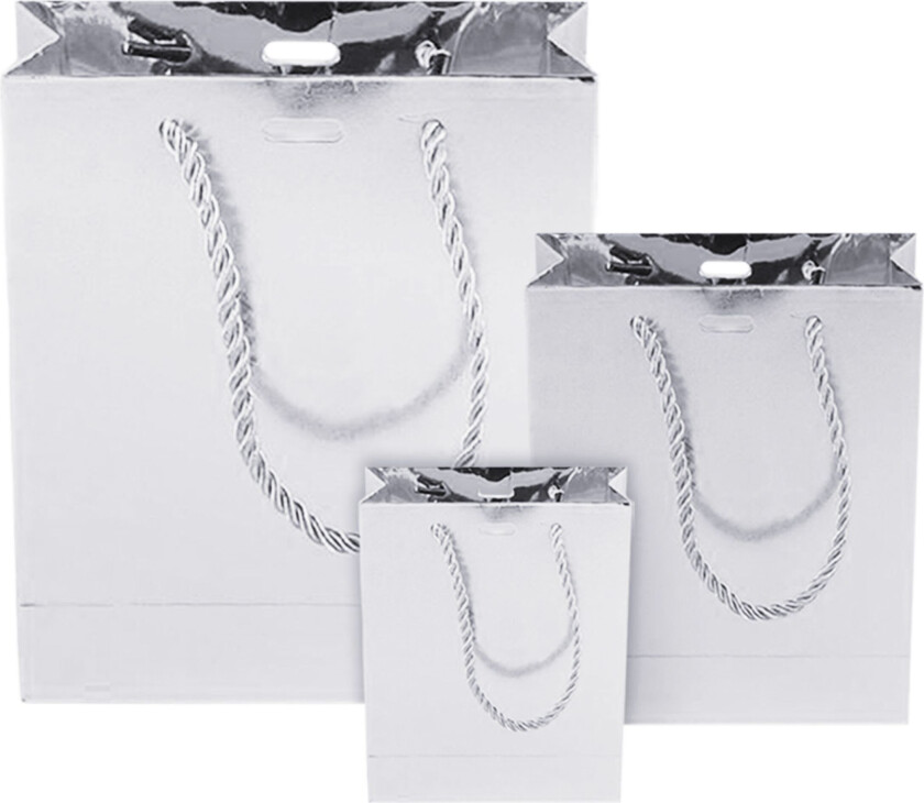 Gavepose Sølv Metallic - Ekstra stor