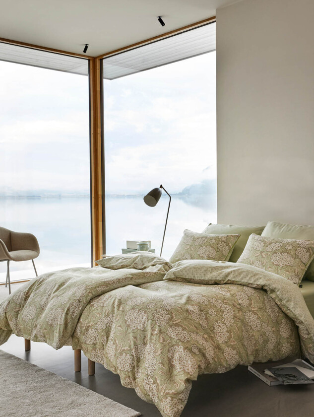 Karette sengesett lys grønn