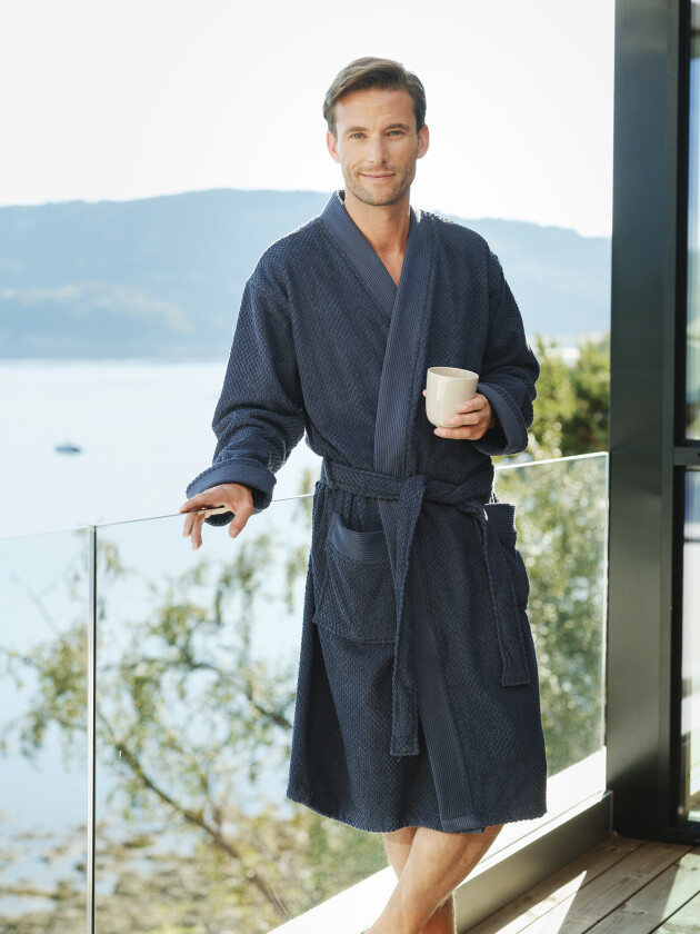 Luno morgenkåpe herre mørk blå