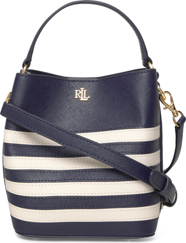 Two-Tone Leather Small Reese Bucket Bag - Navy - ONE SIZE