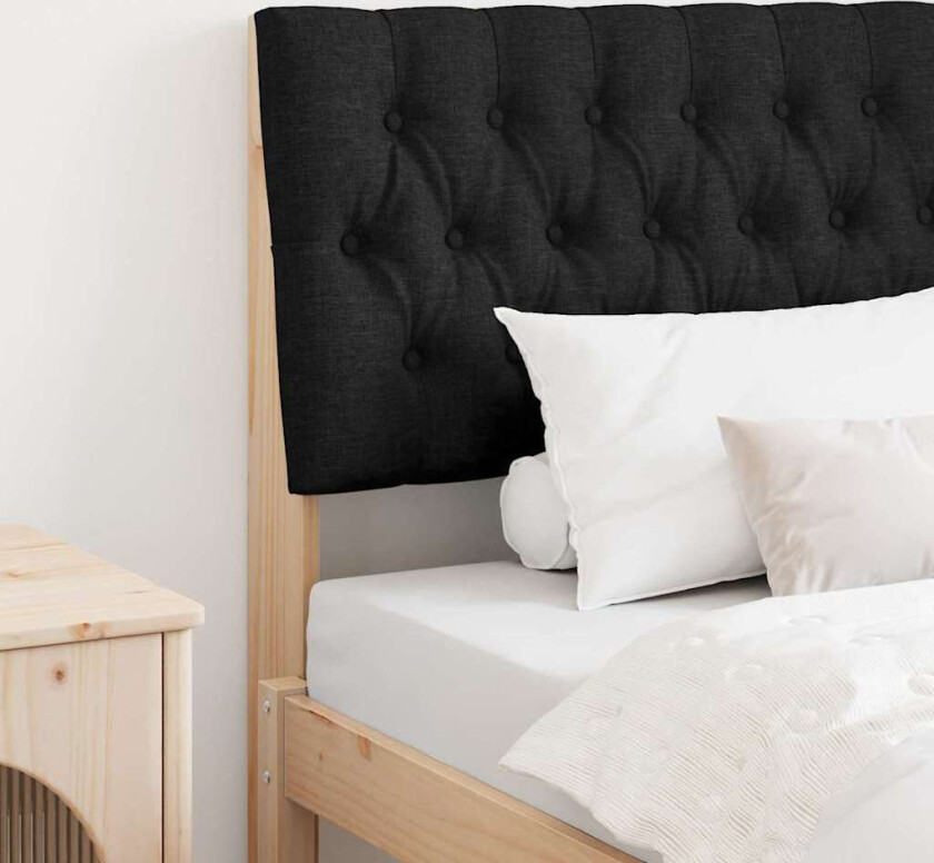 Polstret sengegavl Svart 90 cm Massiv furu