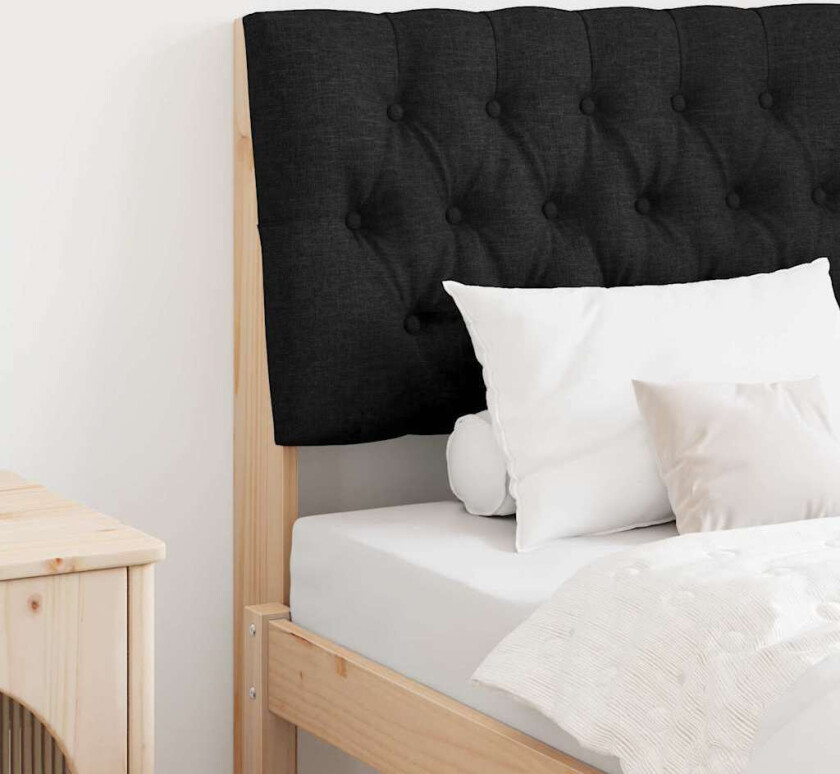 Polstret sengegavl Svart 80 cm Massiv furu