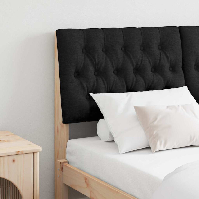 Polstret sengegavl Svart 150 cm Massiv furu
