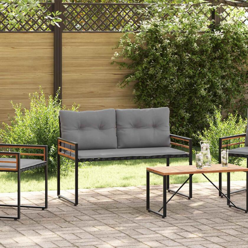 Tre-lags benk med pute Ensfarget Lysegrå 114 x 55 x 77 cm