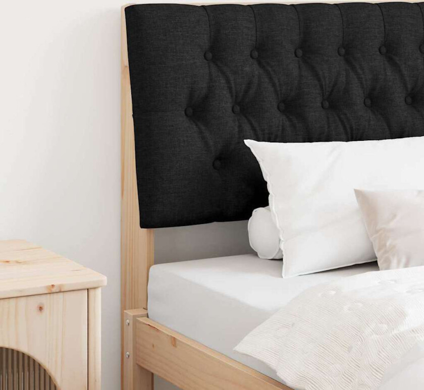 Polstret sengegavl Svart 100 cm Massiv furu