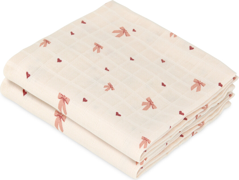Bilde av GOTS 2-pakning Muslinklut Bows Bows One Size Rosa One Size kvinne