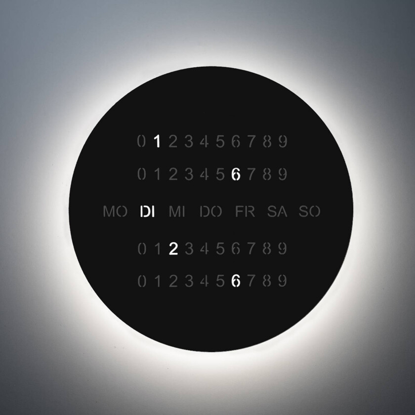 LED-vegglampe BLADE O'CLOCK, svart, Ø 59 cm Metall veggklokke