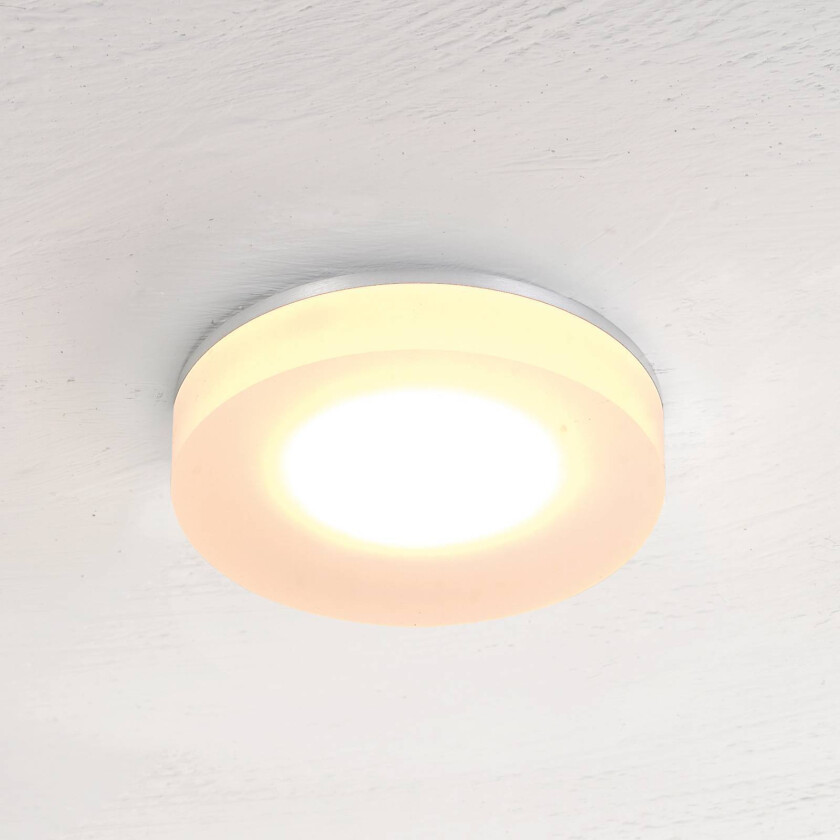 Bopp LED-innfelt taklampe One, aluminiumsfarget, Ø 9 cm