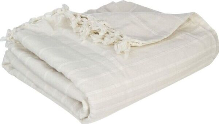 Atmosphera Creme sengeteppe 230x250 med frynser