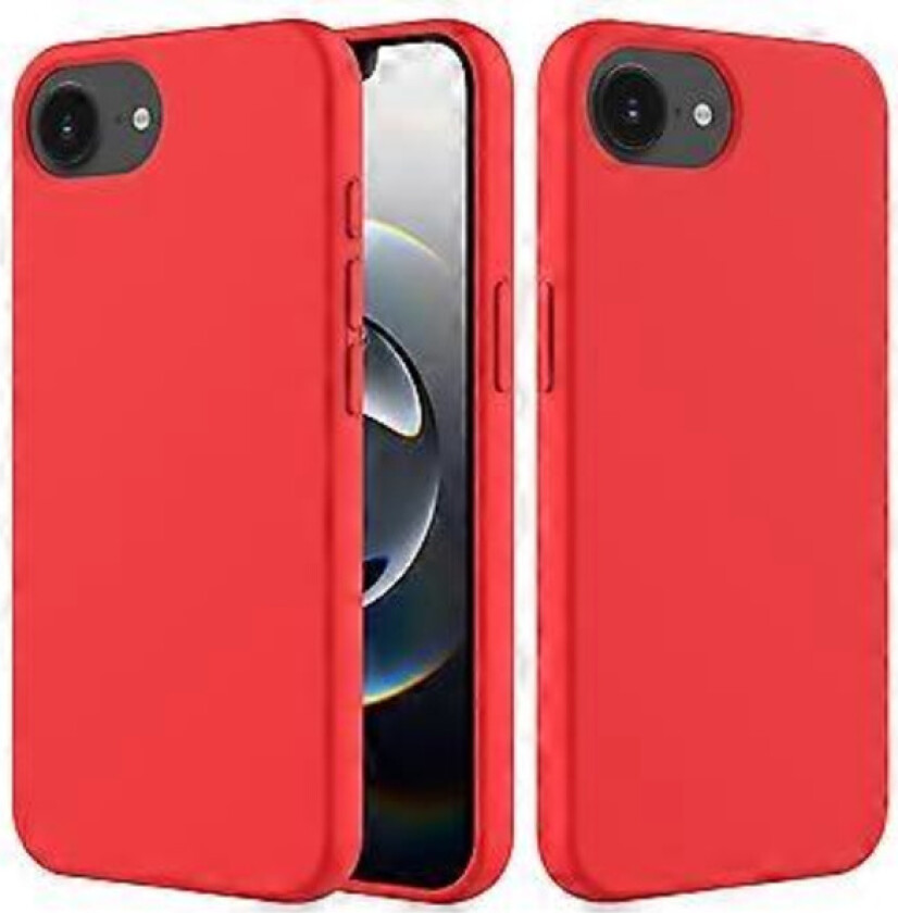 For iPhone 16e Deksel Støtsikkert Flytende Silikon Mykt Fôr Bakside Telefondeksel - Rød