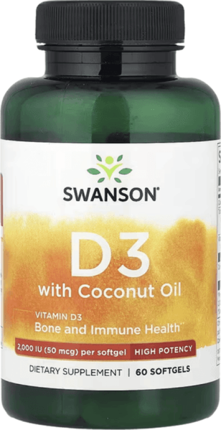 Vitamin D3 med kokosolje - 60 kapsler