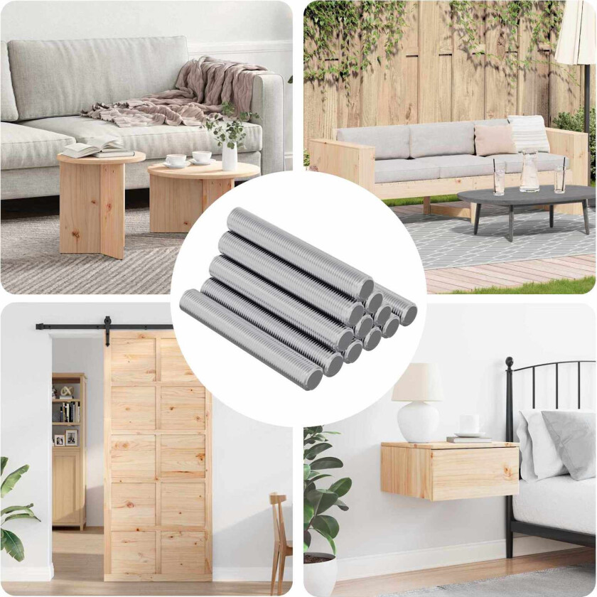 Gjengestang 12 pcs sølv 8 x 55 mm Stål