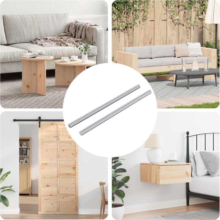 Gjengestang 2 pcs sølv 6 x 135 mm Stål