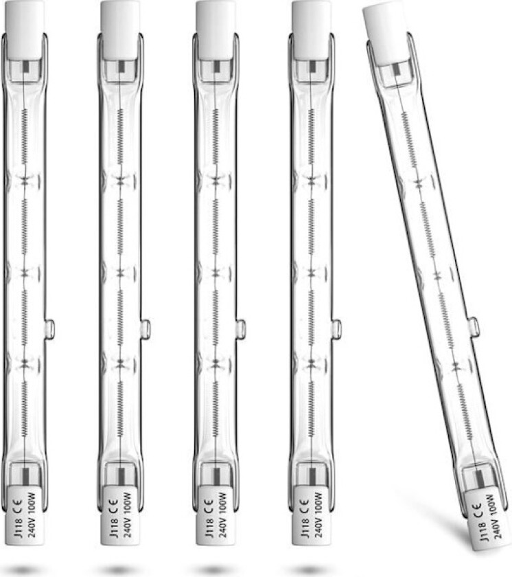 100W 118mm R7s Dimbar Halogenpære Blyant Varmhvit 2800K, 1500lm Spotlight AC220-240V for Hjemmebelysning etc.