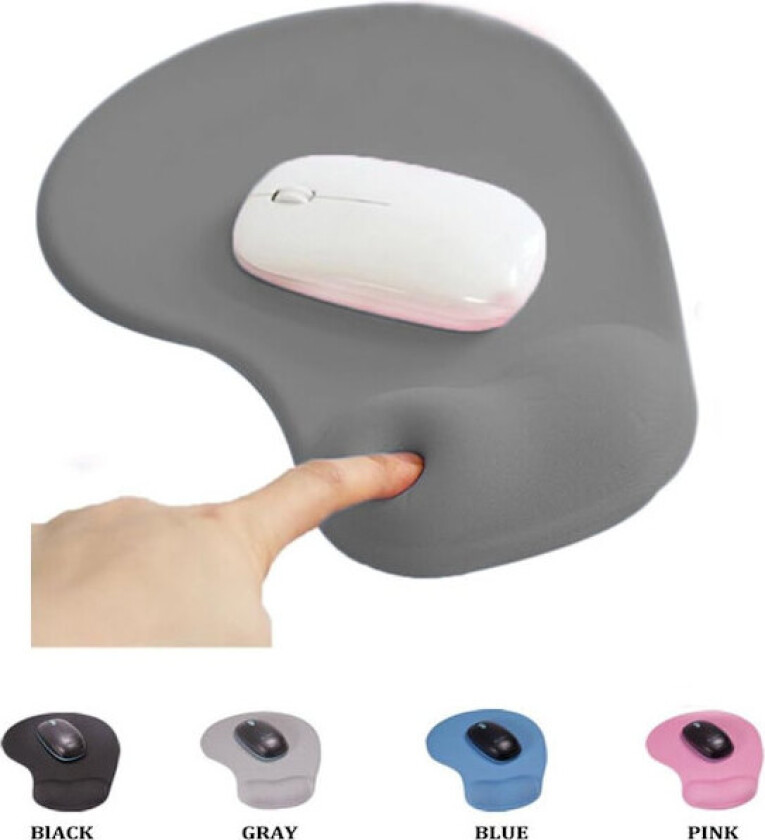 Musematte med Gel, Musematte med Håndleddstøtte - Med Praktisk Gel Håndleddstøtte - Sklisikker Gummibase, Ergonomisk