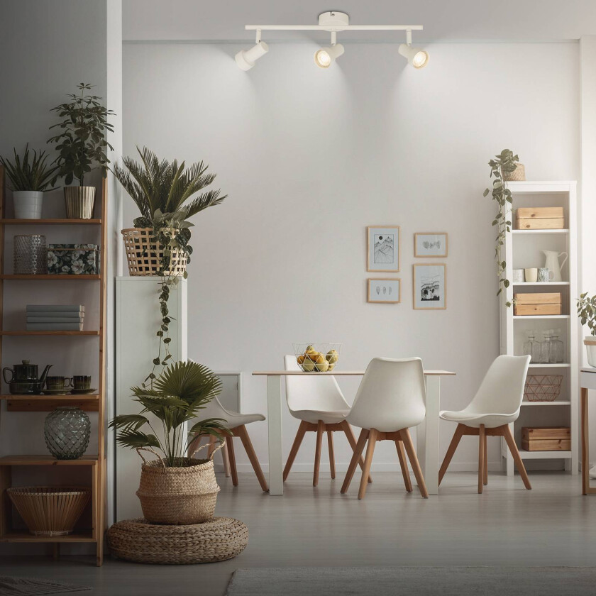 Downlight Tapp, hvit, lengde 48 cm, 3 lyskilder, metall, GU10