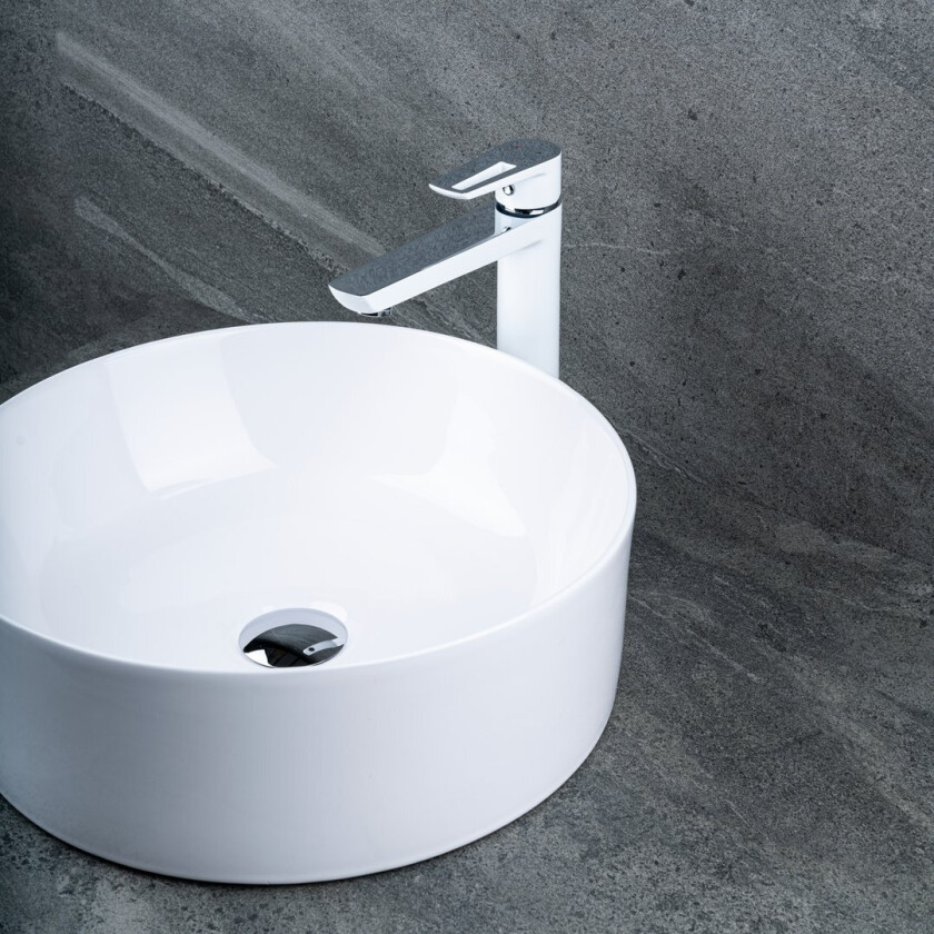 CELESTE MARLOW SERVANTBATTERI HØY, KROM/HVIT