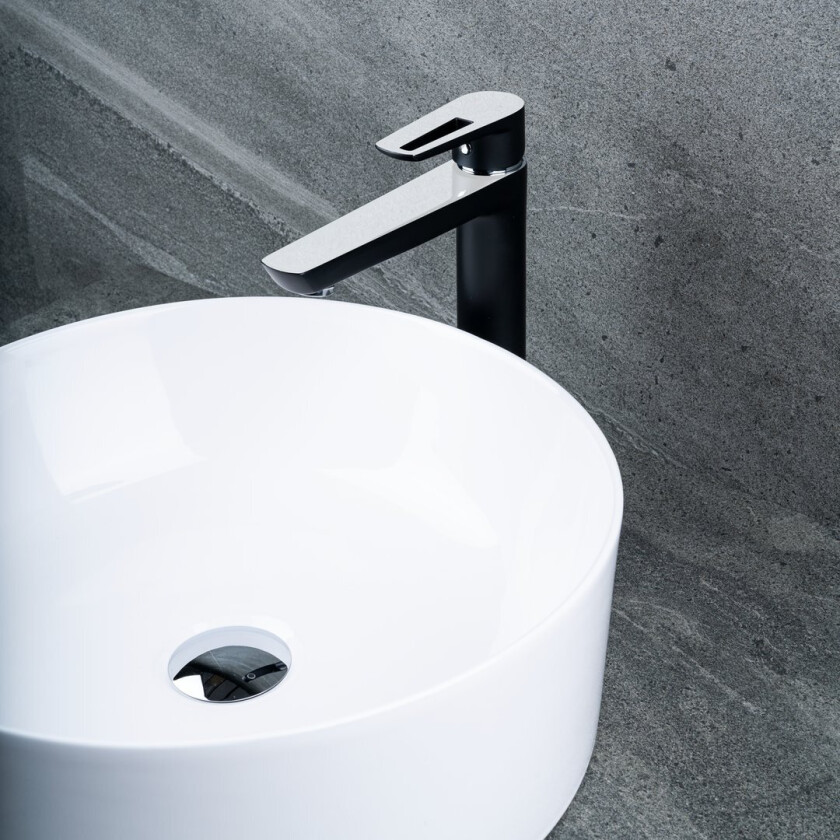 CELESTE MARLOW SERVANTBATTERI HØY, KROM/MATT SORT