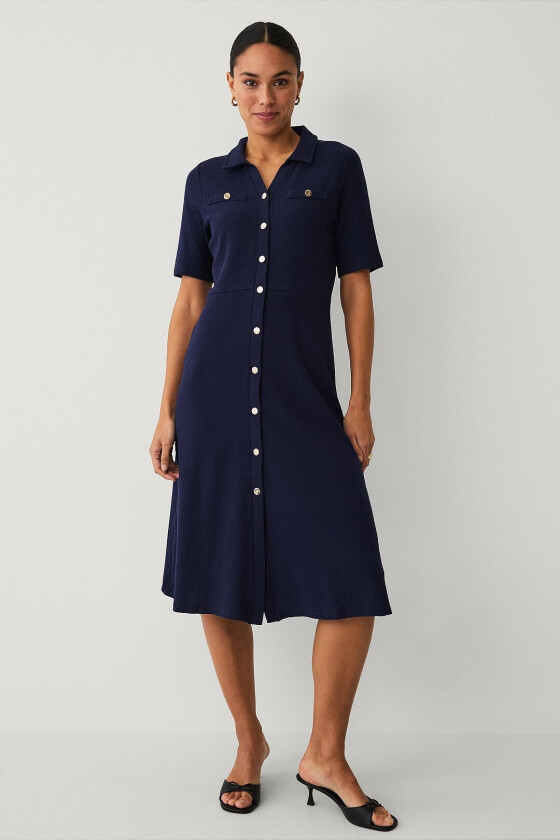 Skjortekjole med en struktur - Blå