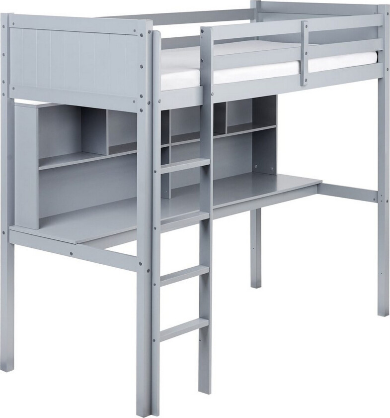 Høyseng med skrivebord Foucamont - Grå