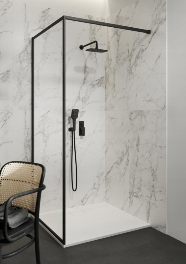 (walk-in hytter) Walk-in dusjkabinett LARGA svart - (90x200) gjennomsiktig glass (S932-138)