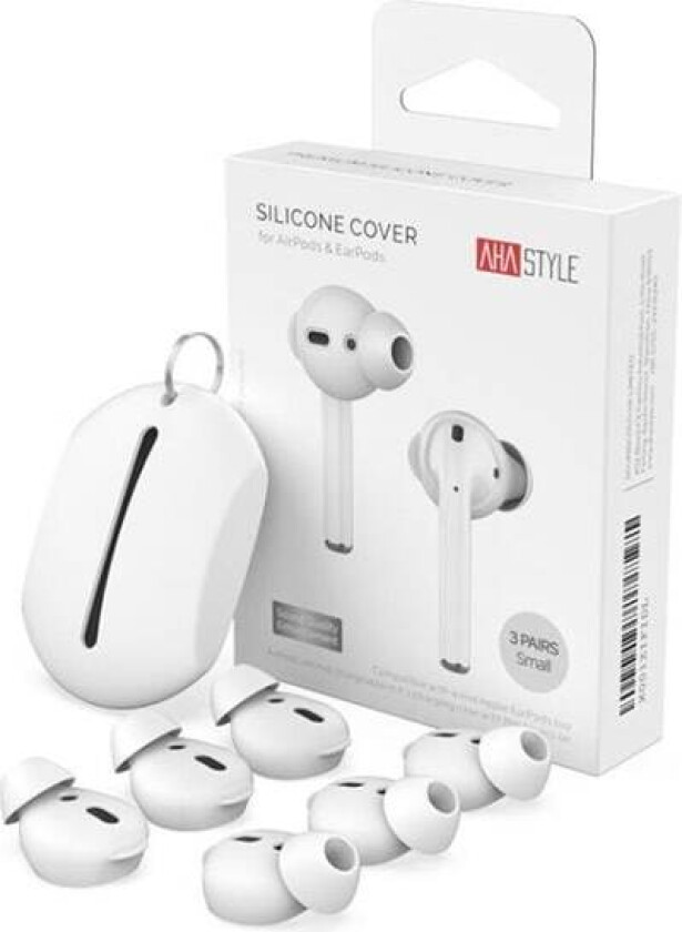 Silikondeksel for AirPods 1/2 Small - Hvit