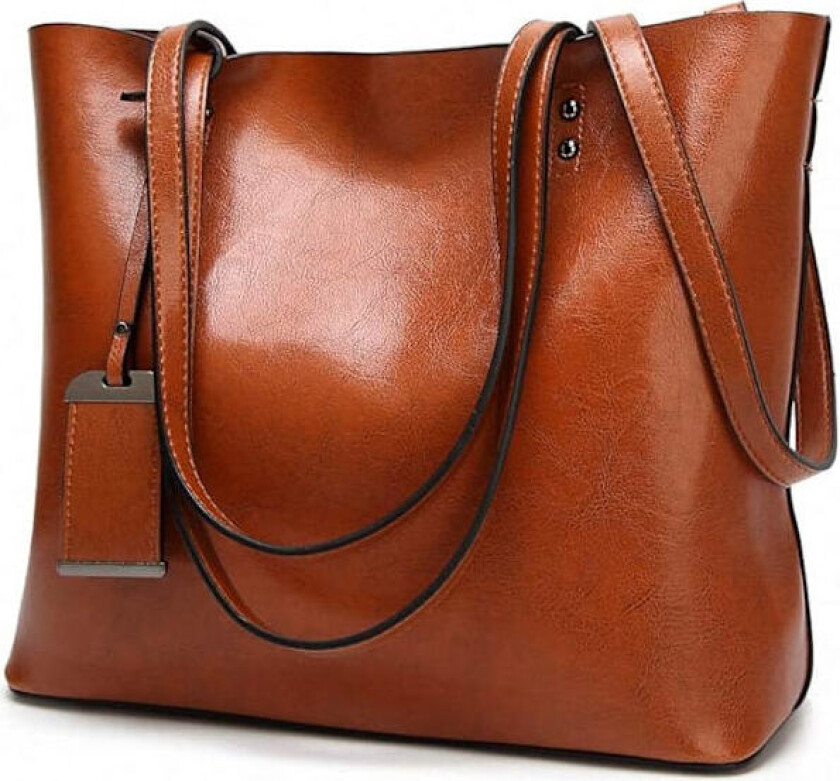 Myke håndvesker i skinn for kvinner, stor kapasitet, retro vintage topphåndtak, avslappet tote skulderveske Brun