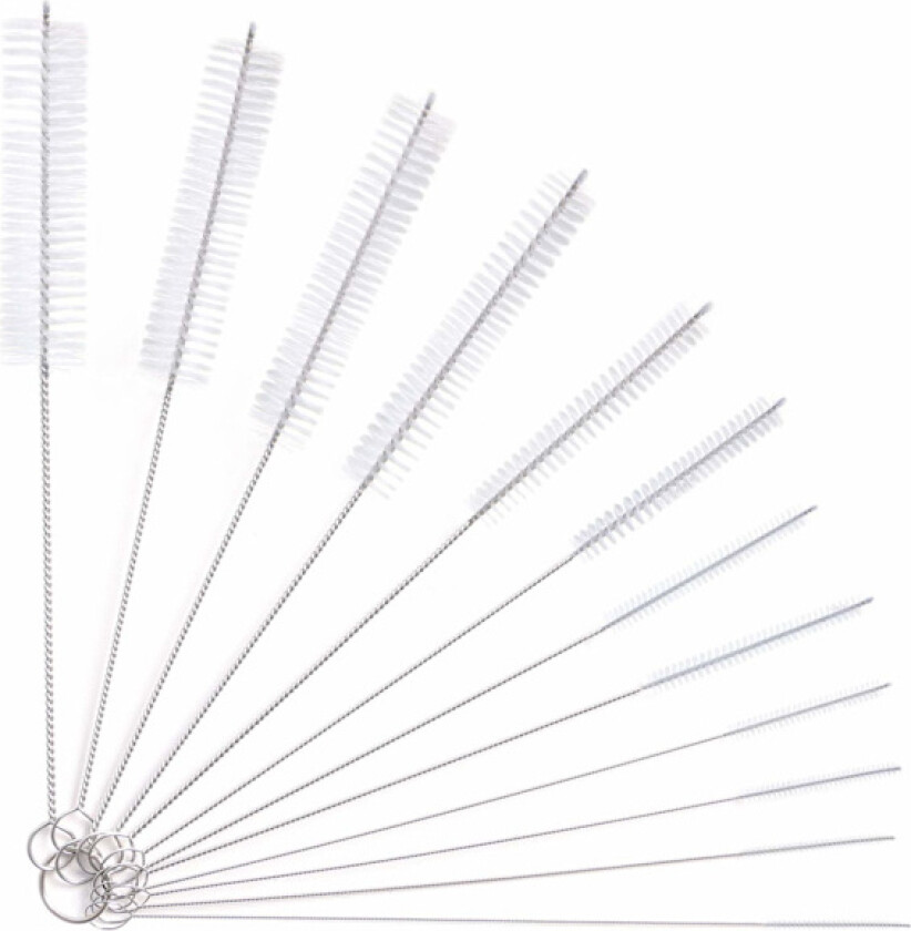 Flaskerengjøringsbørster, 12 stk. Rørbørste Nylon Flaske Pipe Cleaner Set for Flaske Glass Sugerør Rengjøring (Hvit)