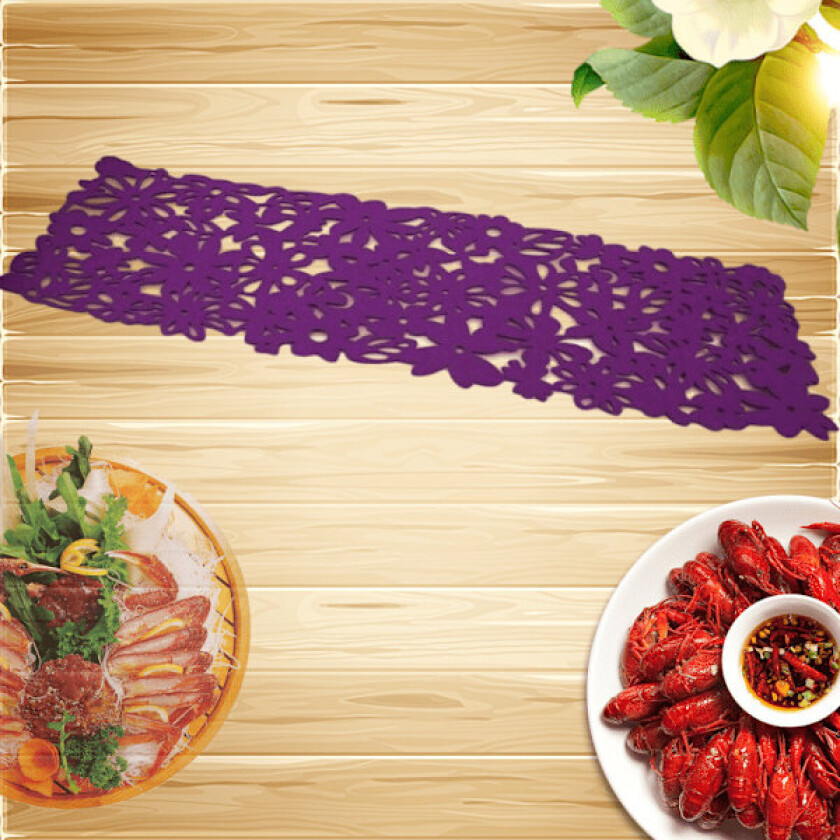 Violte hemin Bordfilt med åpent blomstermønster Bordmatte Hul Blomsterfilt Brikke Vintage Brikke Varmebestandig Bord P