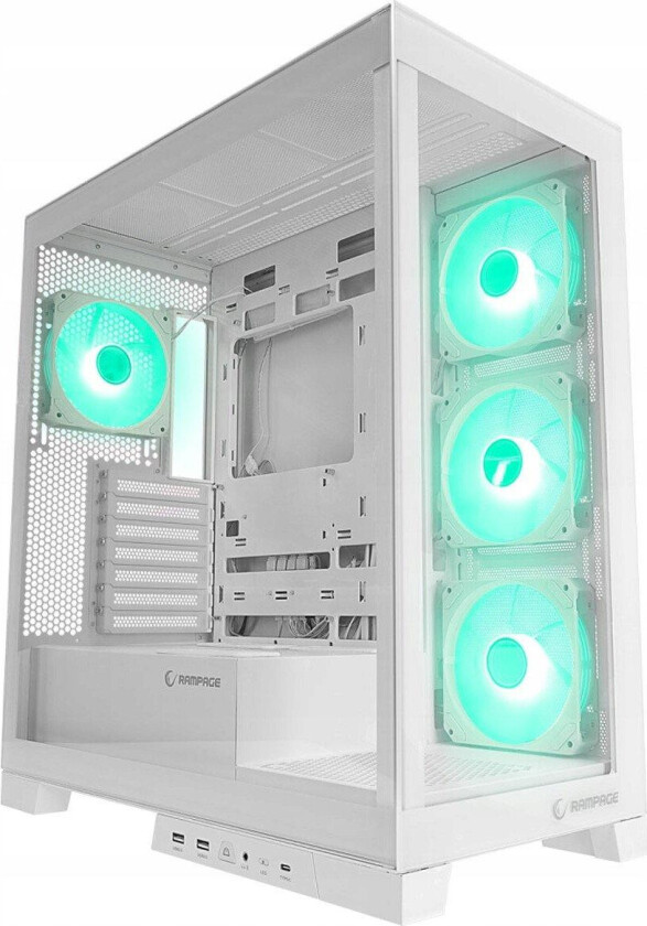 Rampage Hydra V2 ARGB PC-kabinett - ATX, ITX, MicroATX - Hvit