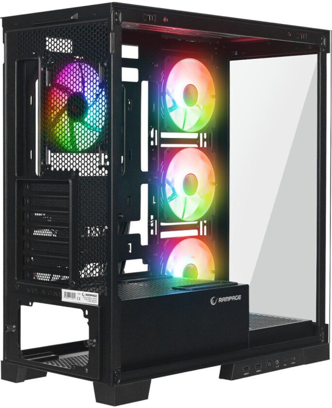 Rampage Hydra V2 ARGB PC-kabinett - ATX, ITX, Micro-ATX - Svart