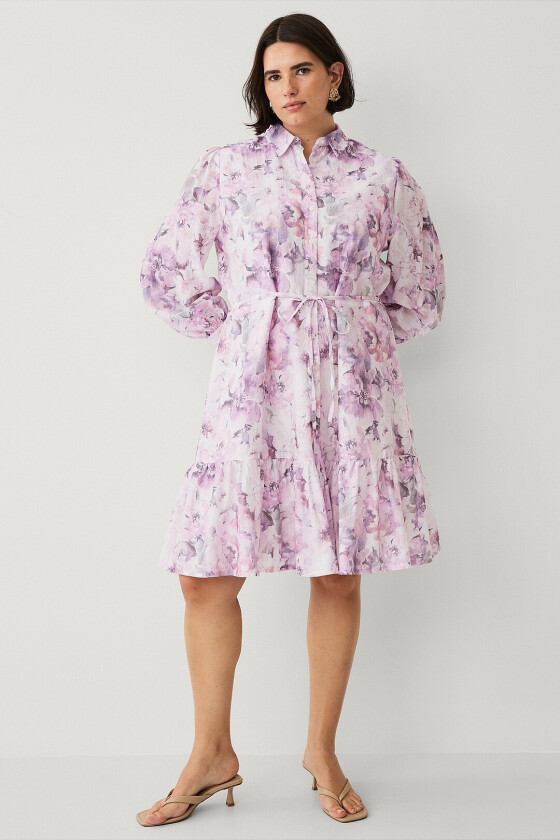 Skjortekjole med volang - Rosa