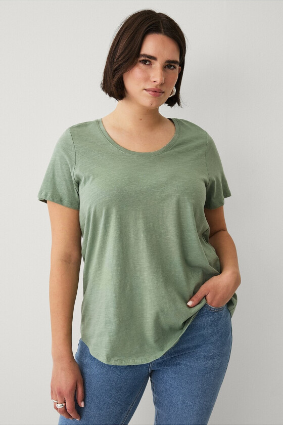 Topp med rund hals - Grønn