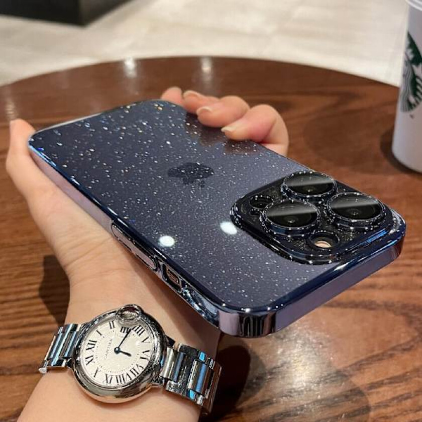 iPhone 17 Pro Stjerneglitter Mørkeblått Deksel Linsefilm Transparent Elektroplettert Stjerneglitter