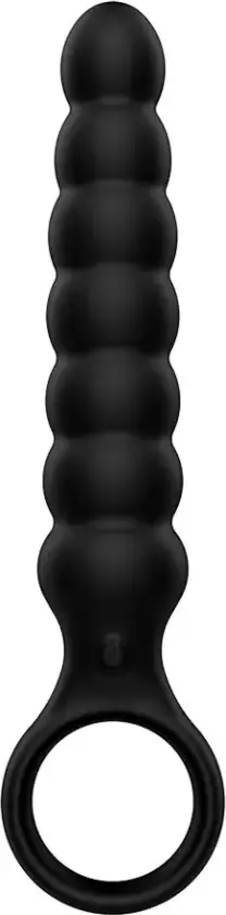 Ribbed Anal Plug With Vibrations Black