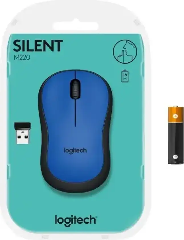 M220 Silent - Mus - optisk - 3 knapper - trådløs - 2.4 GHz - USB trådløs mottaker - blå