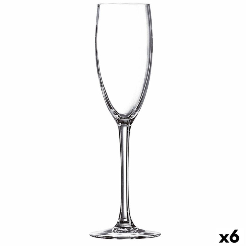 Champagneglass Ebro Transparent Glass (160 ml) (6 kvantitet)