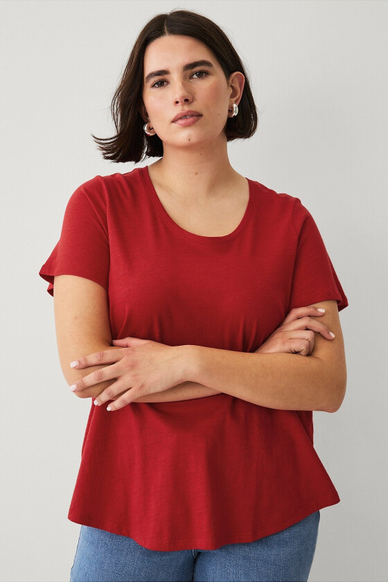 Topp med rund hals - Rød