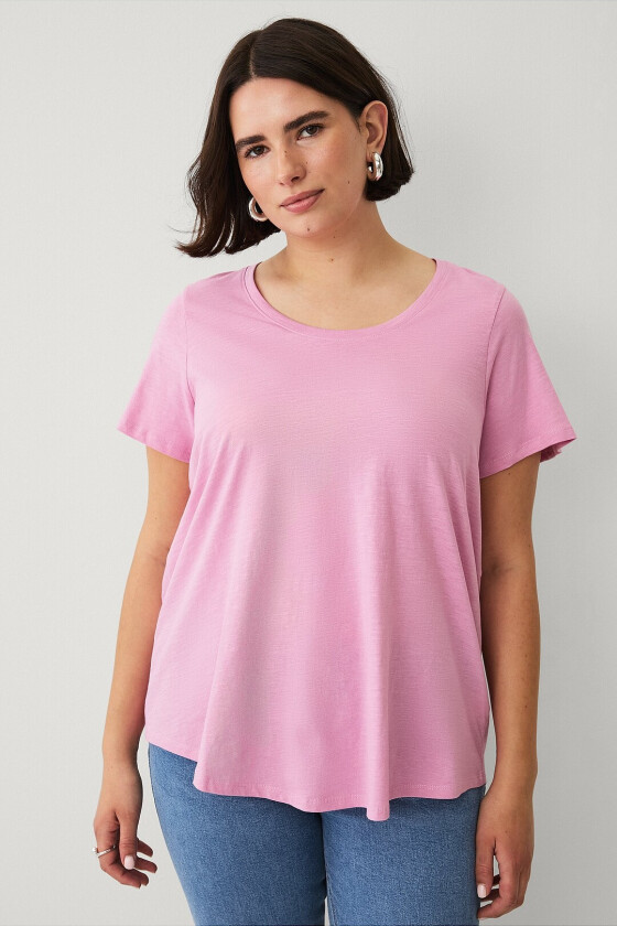 Topp med rund hals - Rosa
