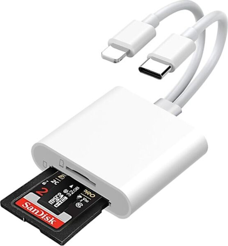 USB 3.0 + USB C til SD-kortleser for iPhone iPad Mac - Høyhastighets SD-minnekortadapter Svart 3.0 USB C-kortleser
