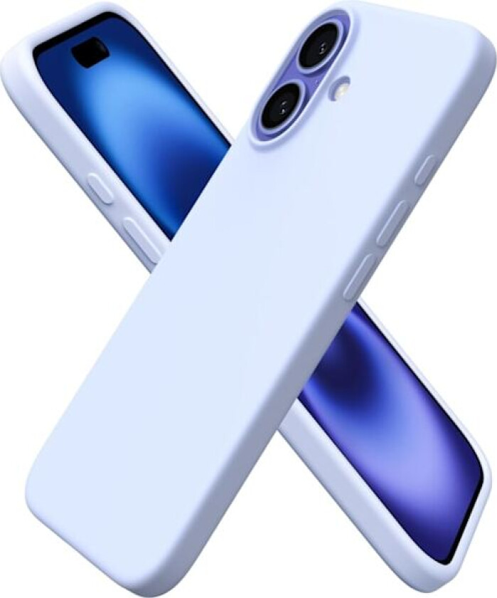 iPhone 16 Deksel 6.1\", Slankt Flytende Silikon 3 Lag Fullt Dekket Myk Gel Gummi 16 Telefon Deksel Cover 6.1 tommer - Baby Blå