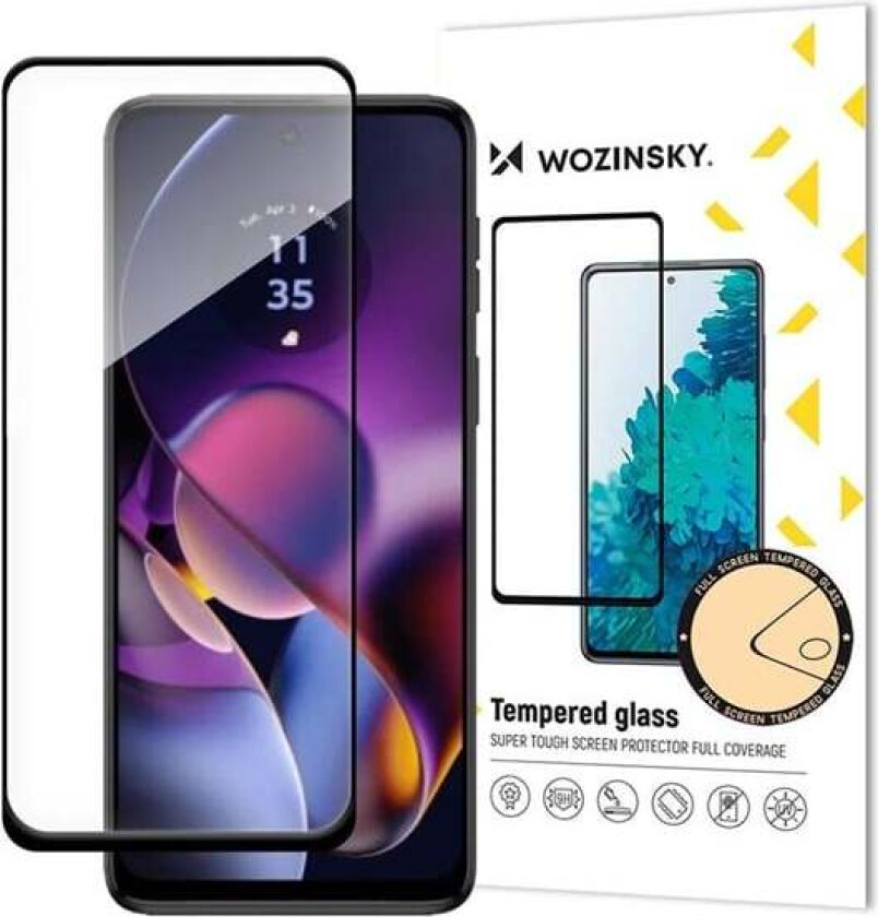 Tempered Glass Full Glue for Motorola Moto G54 Full Screen Frame - Black