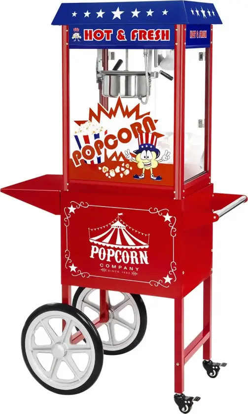 Popcornmaskin - Vogn inkludert - Amerikansk design