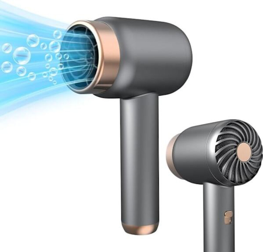 Trådløs hårføner, 3 vindinnstillinger, oppladbar håndholdt hårføner, bærbar batteridrevet hårføner, lavt støynivå, reisehårføner