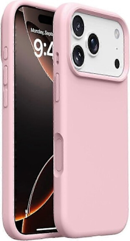 iPhone 17 Pro Max Deksel Myk Mikrofiberforing, Flytende Silikon + PC Beskyttelse Sakura Rosa